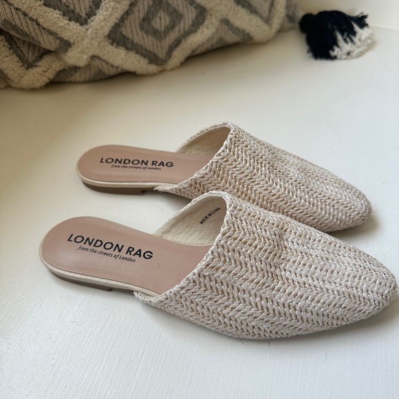 london rag Shoes - London Rag woven raffia mule slides ivory size 6.5